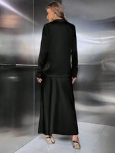 Privรฉ Solid Button Front Satin Shirt & Bias Cut Skirt Without Belt shein